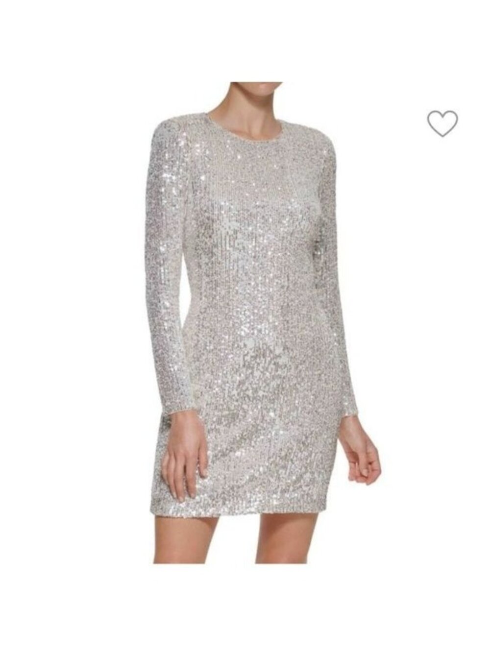 Eliza J Silver Sequin Dress 8 Medium Mini Long Sleeve